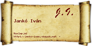 Jankó Iván névjegykártya